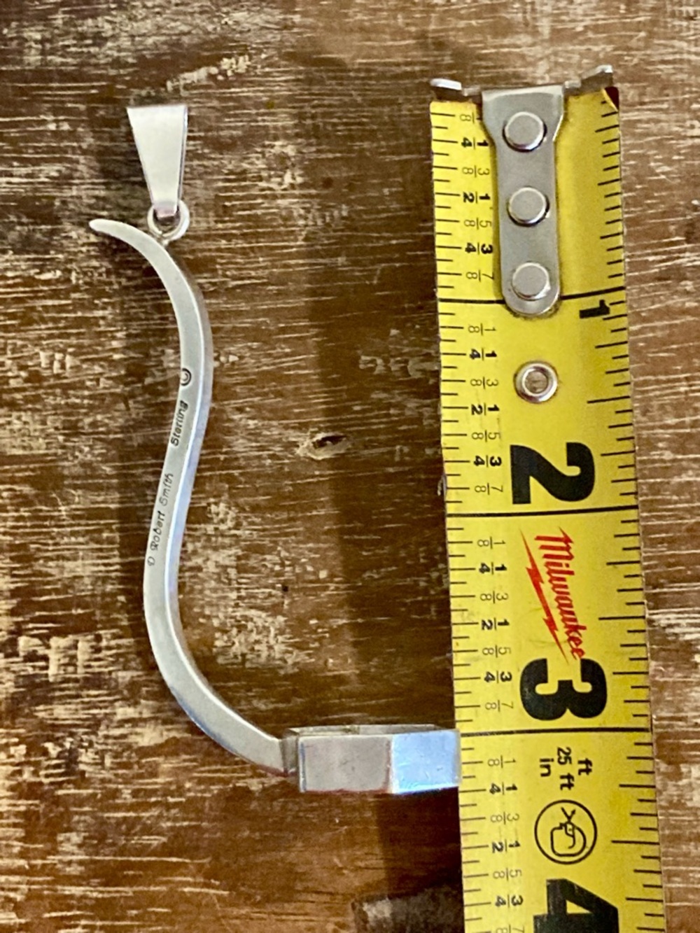 Crystal Holder Pendant Sterling Silver Curved D. Robert Smith Missing Crystal! - Picture 10 of 10
